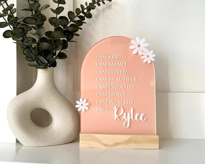 Personalized Daisy Affirmation Sign for Girls | Custom Acrylic Name Sign | Positive Affirmation Decor | Nursery & Bedroom Gift
