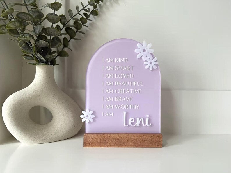 Personalized Daisy Affirmation Sign for Girls | Custom Acrylic Name Sign | Positive Affirmation Decor | Nursery & Bedroom Gift