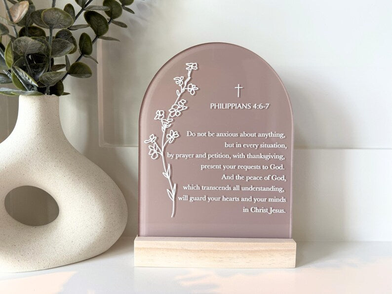 Philippians 4:6-7 Acrylic Scripture Sign
