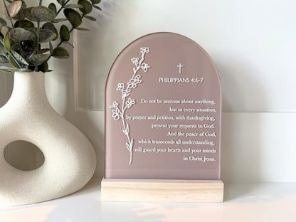 Philippians 4:6-7 Acrylic Scripture Sign
