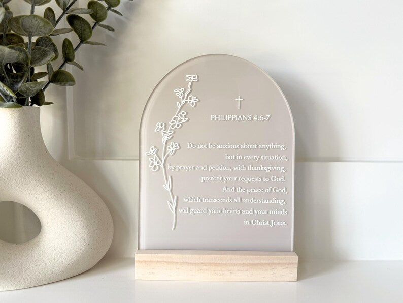 Philippians 4:6-7 Acrylic Scripture Sign