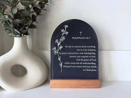 Philippians 4:6-7 Acrylic Scripture Sign