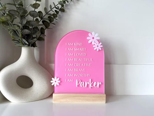 Personalized Daisy Affirmation Sign for Girls | Custom Acrylic Name Sign | Positive Affirmation Decor | Nursery & Bedroom Gift