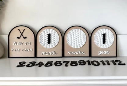 Golf Baby Milestone Markers | Personalized Golf Nursery Decor | Monthly Milestone Photo Props | New to the Club | Baby Shower Gift
