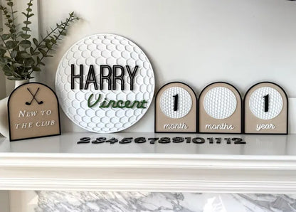 Golf Baby Milestone Markers | Personalized Golf Nursery Decor | Monthly Milestone Photo Props | New to the Club | Baby Shower Gift