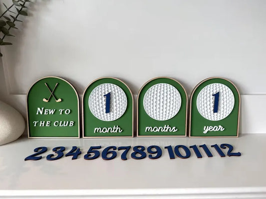Golf Baby Milestone Markers | Personalized Golf Nursery Decor | Monthly Milestone Photo Props | New to the Club | Baby Shower Gift