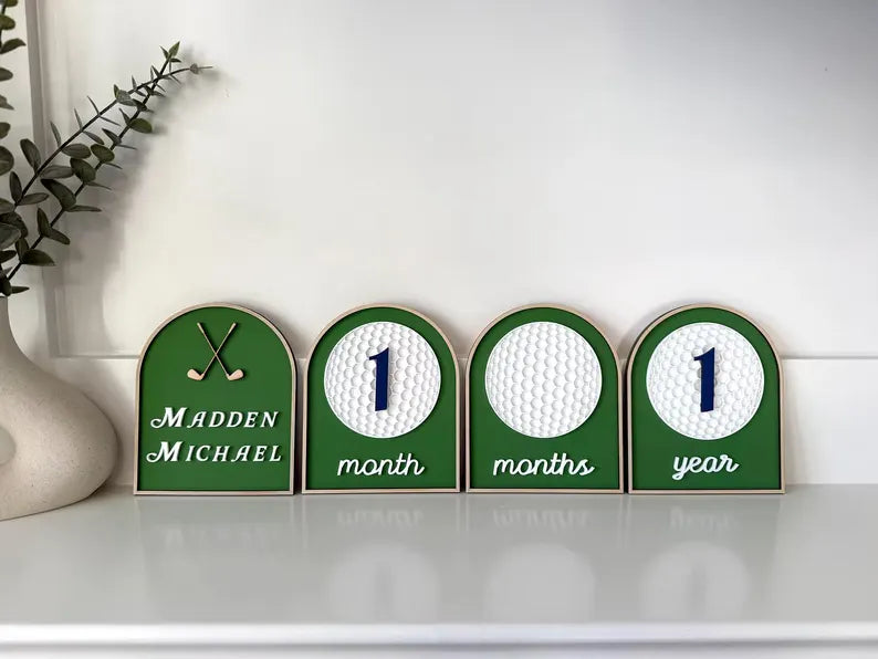 Golf Baby Milestone Markers | Personalized Golf Nursery Decor | Monthly Milestone Photo Props | New to the Club | Baby Shower Gift