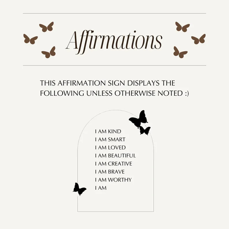 Personalized Butterfly Affirmation Sign for Girls | Custom Acrylic Name Sign | Positive Affirmation Decor | Nursery & Bedroom Gift