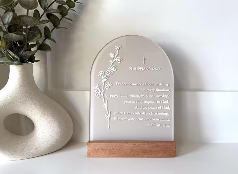Philippians 4:6-7 Acrylic Scripture Sign