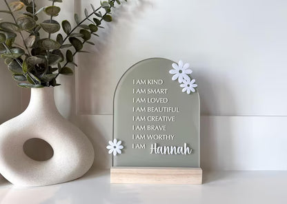 Personalized Daisy Affirmation Sign for Girls | Custom Acrylic Name Sign | Positive Affirmation Decor | Nursery & Bedroom Gift