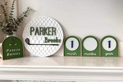Golf Baby Milestone Markers | Personalized Golf Nursery Decor | Monthly Milestone Photo Props | New to the Club | Baby Shower Gift