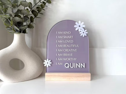 Personalized Daisy Affirmation Sign for Girls | Custom Acrylic Name Sign | Positive Affirmation Decor | Nursery & Bedroom Gift