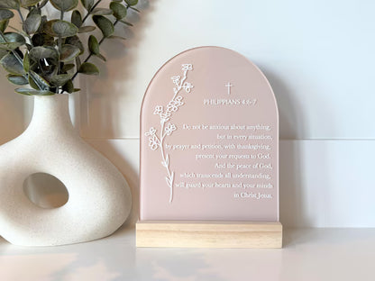 Philippians 4:6-7 Acrylic Scripture Sign