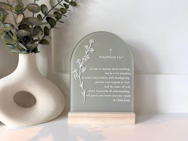 Philippians 4:6-7 Acrylic Scripture Sign