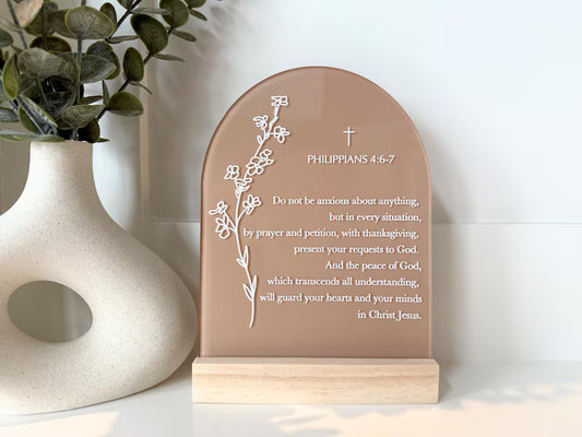 Philippians 4:6-7 Acrylic Scripture Sign