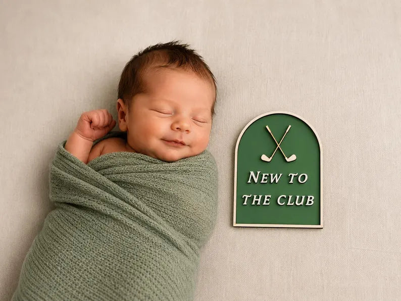 Golf Baby Milestone Markers | Personalized Golf Nursery Decor | Monthly Milestone Photo Props | New to the Club | Baby Shower Gift