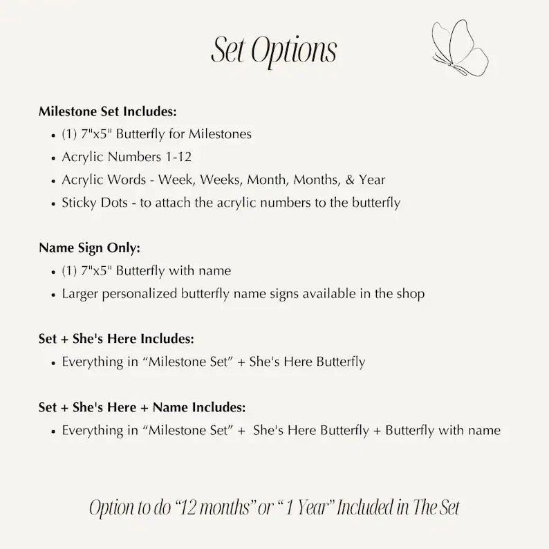 Butterfly Monthly Milestone Set
