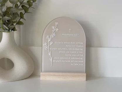 Philippians 4:6-7 Acrylic Scripture Sign