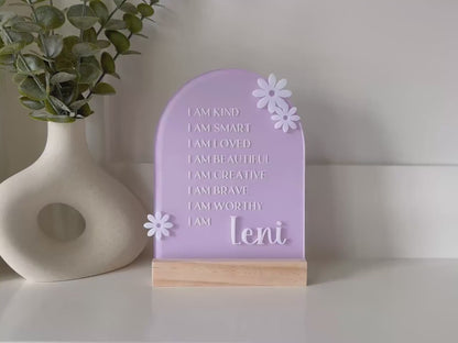 Personalized Daisy Affirmation Sign for Girls | Custom Acrylic Name Sign | Positive Affirmation Decor | Nursery & Bedroom Gift